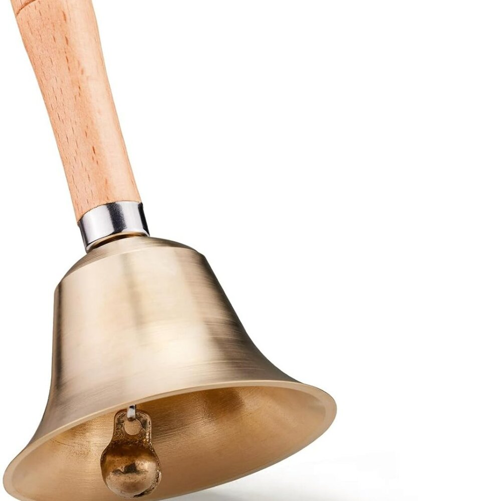 Brass‎ Bell with Wooden Handle School Bell Nautical Rings